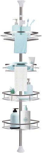 Corner Shower Caddy, Rustproof Shower Organizer Stainless Steel Tension Pole Shower Shelves, Height Adjustable. E-Commerce. Appears New.  - Lot 815