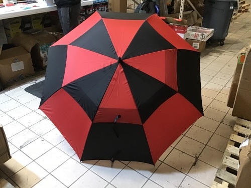 Large Golf Umbrella W/ Protective Sleeve. Red & Black. Appears New.  - Lot 818