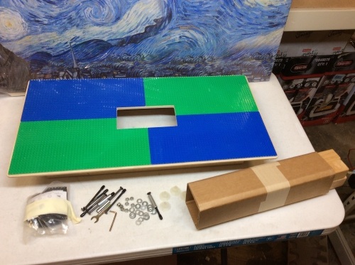 Wood Designs Time-2-Play Blue & Green Lego Compatible Table w/ 16" Legs - Rectangle. Unsure if Hardware is Complete. Appears New.  - Lot 841