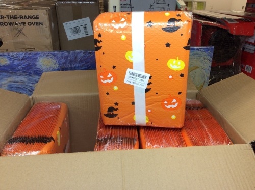 Case of (10) 25 Count Packs of Halloween/Pumpkin Themed Bubble Envelopes. Appears New  - Lot 904