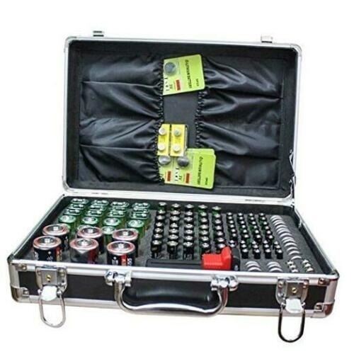 Lot of (5) KDLASS Locking, Battery Organizing Storage Cases w/ Battery Tester. Silver Hard Exterior Case w/ Foam Battery Organization Inserts. (Batteries Not Included.) Appears New. - Lot 965