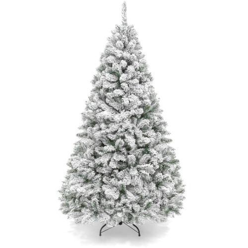 Premium Snow Flocked Artificial Pine Christmas Tree w/ Foldable Metal Base - 7.5ft - Lot 349