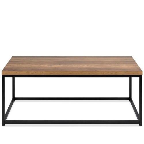 44in Modern Industrial Rectangular Wood Grain Coffee Table w/ Metal Frame - Lot 403