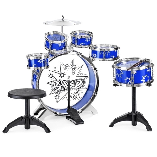 11-Piece Kids Beginner Drum Percussion Musical Instrument Toy Set - Lot 436