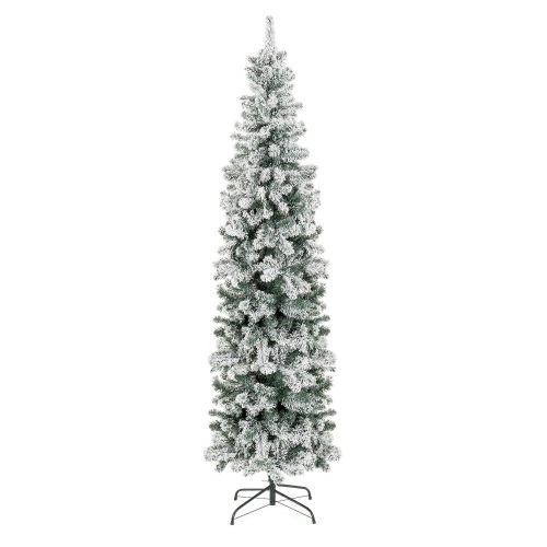 Snow Flocked Artificial Pencil Christmas Tree w/ Stand - 7.5ft - Lot 462