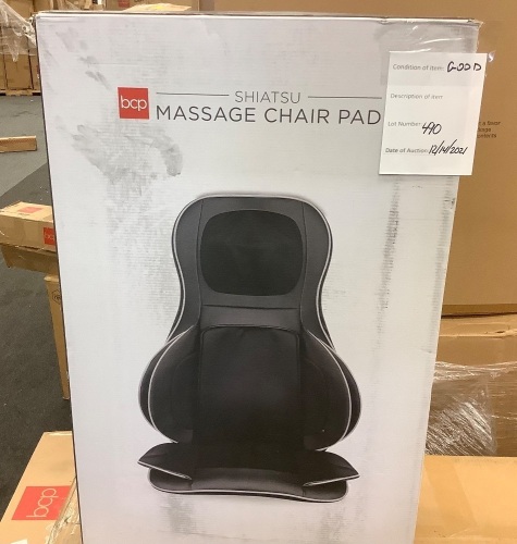Air Compression Shiatsu Massager Chair Pad w/ 2D/3D Kneading with Heat, Rolling & Spot Massage - Lot 490