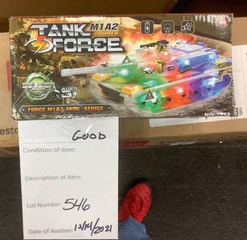 Kids Military Army Tank Toy w/ Flashing Lights and Sound, Bump and Go Action - Lot 546