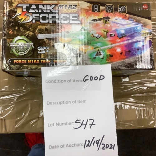 Kids Military Army Tank Toy w/ Flashing Lights and Sound, Bump and Go Action - Lot 547