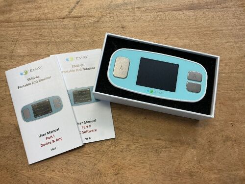 EMAY 6L Portable ECG Monitor | Record ECG and Heart Rate in 6 Channels | Compatible with Smartphone and PC | No Subscription Required