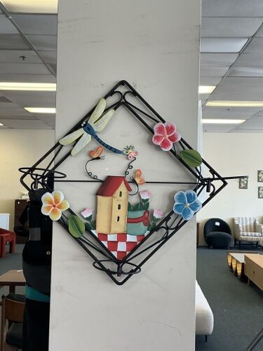 Wall Hanging with 3 Flower Pot Holders, Lot of 6