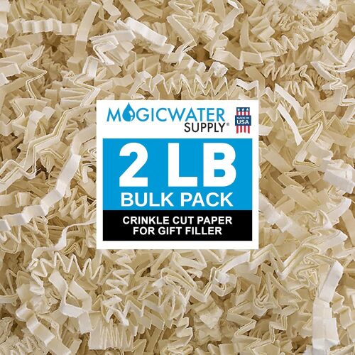MagicWater Crinkle Cut Paper for Gift Baskets - 2LB - Light Ivory - Perfect for Shredded Paper Filler, Basket Filler, Gift Boxes, Bridesmaid Gifts, Christmas Stuffers & More – Ideal for All Occasions