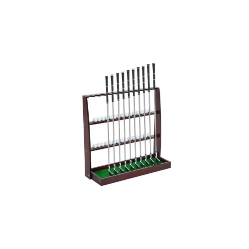 Lenwen Golf Putter Stand Wooden Display, 13 Clubs and 30 Balls Storage