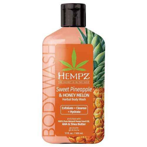 Hempz Body Wash - Sweet Pineapple & Honey Melon - Hydrating for Sensitive Skin, Scented, Exfoliating with Shea Butter, Pure Hemp Seed Oil, and Algae for Sensitive Skin - 17 fl oz - Lot 10036