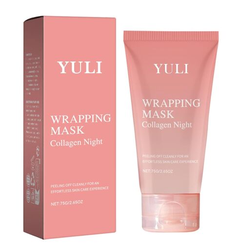YULI collagen night wrapping mask, Overnight collagen face mask Easy Peel Off Facial Mask Skin Care night mask 2.54 fl.oz (1 pcs) - Lot 10038