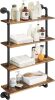 YMYNY Industrial Pipe Shelf Bracket, 4 Tiers Retro Wall Mounted Floating Shelf, Wood DIY Bookshelf, Storage Shelves for Living Room, Bedroom, Office, 24" Farmhouse Bathroom Shelving - Thumbnail 1