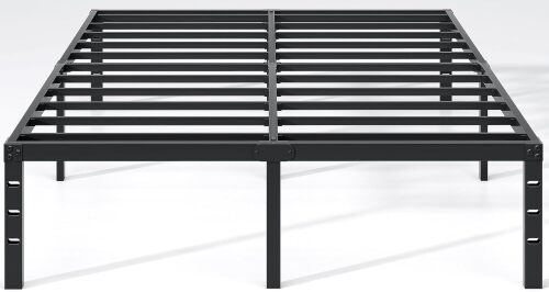 NEW JETO Metal Bed Frame,Queen Size Bed Frame with Storage Space,Heavy Duty Sturdy Mattress Foundation,Easy Assembly,No Box Spring Needed, Black,14 Inch,Queen