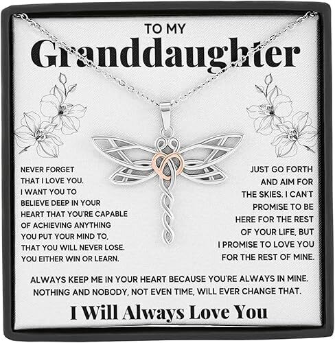 OC9 Gifts Granddaughter Necklace Gift from Grandma or Grandpa with Message Card and Gift Box for Birthday, Graduation and Christmas