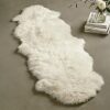 Genuine Sheepskin Rug with Little Patches | Premium Ivory White Fluffy Sheep Skin Carpet for Bedroom Fireplace | Soft Wool Throw for Elder, Pet | Luxurious Fur Rug for Chair, Sofa, Non Dyed 2FT*6FT - Thumbnail 1