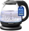 Elite Gourmet EKT1001 Electric 1.0L BPA-Free 1100W Glass Kettle Cordless 360° Base, Stylish Blue LED Interior, Handy Auto Shut-Off Function – Quickly Boil Water For Tea & More, Black - Thumbnail 1
