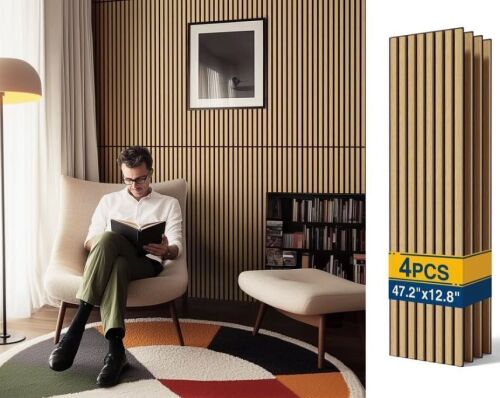 Reverbeon 4PK Acoustic Wood Slat Wall Panels, 47.2" x 12.8" Soundproof Panels - Lot 9207