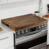 Noodle Board Stove Cover with Handles, 3 in 1 Wood Stove Top Covers Board for Gas Burners and Electric Stove, Wooden RV Stovetop Cover, Tray for Kitchen Counter Space with Juice Grooves - Thumbnail 1