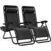 Set of 2 Adjustable Zero Gravity Patio Chair Recliners w/ Cup Holders - Thumbnail 1