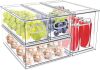 MineSign 4 pack Stackable Fridge Drawers Pull-Out Bins Divided Produce Saver Containers for Refrigerator Storage Organizers for Veggie Fruit Berry Pantry Cabinet Makeup Clothes - Thumbnail 1