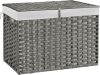 240L Wicker Storage Basket with Lid, Handwoven Rattan Large Shelf Basket with Removable Liner, 63.5 Gallon Wicker Basket for Blanket, Storage Trunk with Handle for Closet, Bedroom, Livingroom, Grey - Thumbnail 1