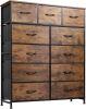 WLIVE Tall Dresser for Bedroom, Fabric Dressers Storage Tower, Dresser & Chest of Drawers Organizer Unit with 11 Drawers, Storage Cabinet, Hallway, Closets, Steel Frame, Wood Top, Rustic Brown - Thumbnail 1
