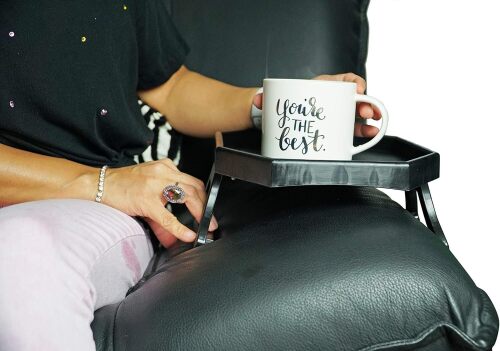 Home-X (16 Count) Armrest Organizer, Sofa Tray for TV Remote, Meals, Snacks, and More (Black) - Lot 9246