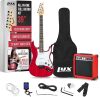 LyxPro 39 inch Electric Guitar Kit Bundle with 20w Amplifier, All Accessories, Digital Clip On Tuner, Six Strings, Two Picks, Tremolo Bar, Shoulder Strap, Case Bag Starter kit Full Size - Red - Thumbnail 1