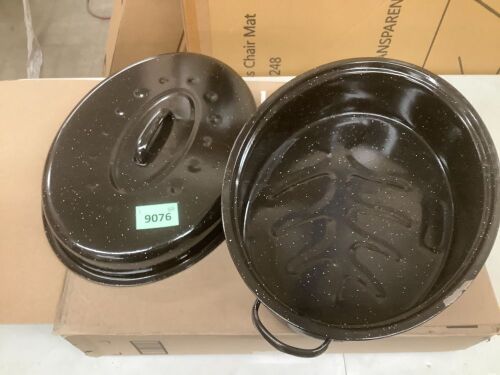 14.6 Inch Roaster Pan, Enamel Oval Turkey Roasting Pan with Domed Lid - Mother's Gift, Covered, Non-sticky, Free of Chemicals - Rôtissoire Chicken Meat Roasts Casseroles & Vegetables (14.6 Inch) - Lot 10063