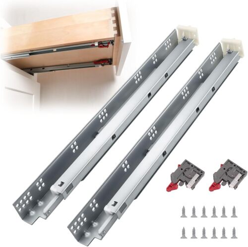 knobelite 2 Pairs 21 Inch Undermount Drawer Slides, Self Soft Close Full Extension Drawer Rails Concealed Drawer Runners Adjustable Locking Devices Mounting Brackets Screws Included - Lot 10075