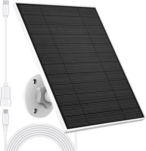 Solar Panel for Eufy Outdoor Camera, 5W Camera Solar Panel Charger Compatible with Eufycam, Continuous Power Supply, Solar Panel with 9.8ft Charging Cable, IP65 Waterproof, Adjustable Wall Mount