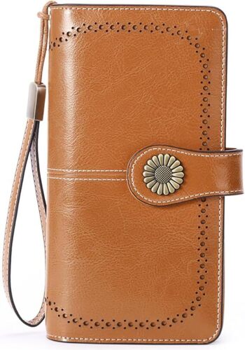 Wallets for Women Leather Credit Card Holder with RFID Blocking Large Capacity Wristlet | with RFID Blocking, Large Capacity, Wristlet, with RFID Blocking, Large Capacity, Wristlet