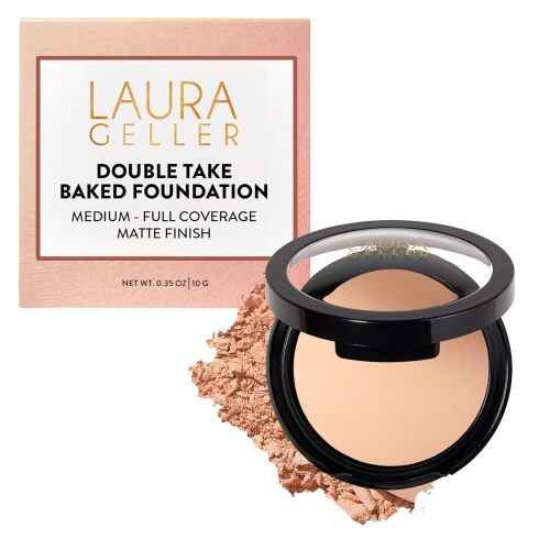 Baked Double Take Powder Foundation - Porcelain - Buildable Medium to Full Coverage - Matte Finish
