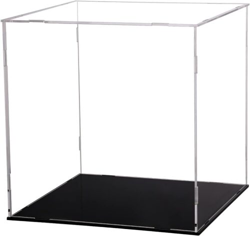 Evron Display Case for Collectibles Assemble Clear Acrylic Box Alternative Glass Case for Display Action Figures Home Storage & Organizing Toys (17.7x17.7x17.7 in)