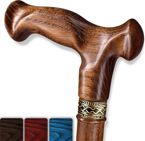 Asterom Ergonomic Handmade Walking Stick for Men Women Stylish Wooden Walking Stick