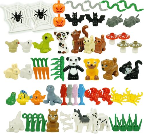 Friends Animals Figures Set, City Building Block Parts and Pieces, Farm Zoo Sea People Pets Animal Accessories Bricks Toy Gift for Kids, Educational Toys Fit with Major Brand