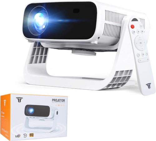 Wielio Smart Projector with WiFi 6 and Bluetooth - 4K Support 350Ansi Portable Bedroom Mini Projector Native 1080P , 2026 New Auto Keystone & Zoom Home Theater Cinema Movie Proyector, 120° Stand