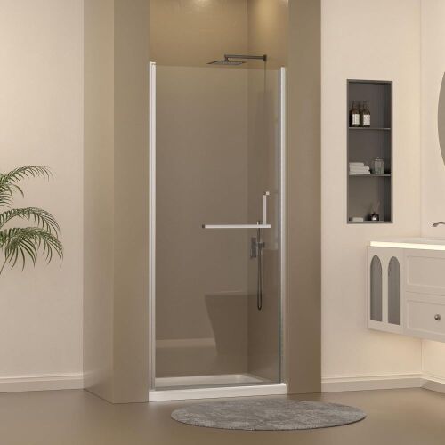 Frameless Pivot Shower Door 33-34" W x 72" H, 1/4" Clear Tempered Glass, Brushed Nickle