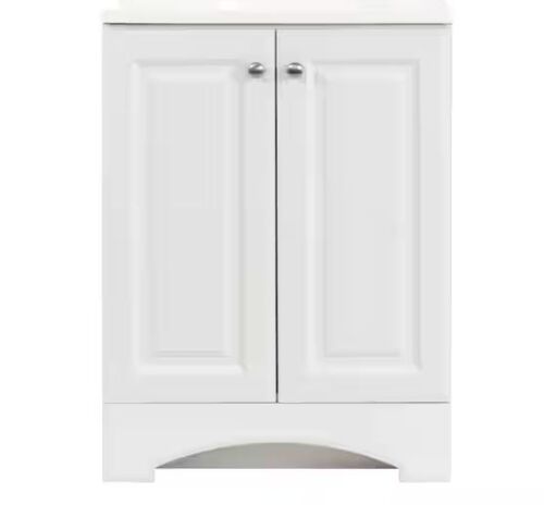 Glacier Bay 25 in. Single Sink White Bath Vanity - Cabinet Only, No Top