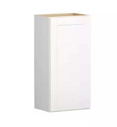 Hampton Bay Shaker 18 in. W x 12 in. D x 36 in. H Assembled Wall Kitchen Cabinet in Satin White