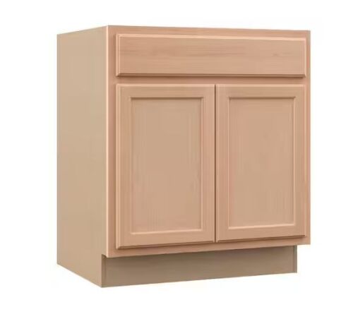 Hampton Bay Recessed Panel 30 in. W x 24 in. D x 34.5 in. H Assembled Sink Base Kitchen Cabinet in Unfinished
