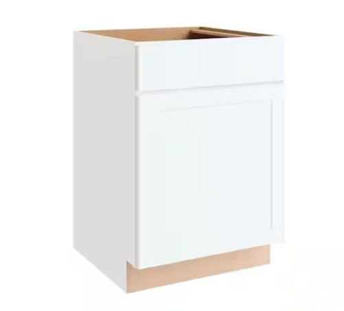 Hampton Bay Courtland 24 in. W x 24 in. D x 34.5 in. H Assembled Shaker Base Kitchen Cabinet in Polar White