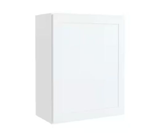 Hampton Bay Courtland 24 in. W x 12 in. D x 30 in. H Assembled Shaker Wall Kitchen Cabinet in Polar White