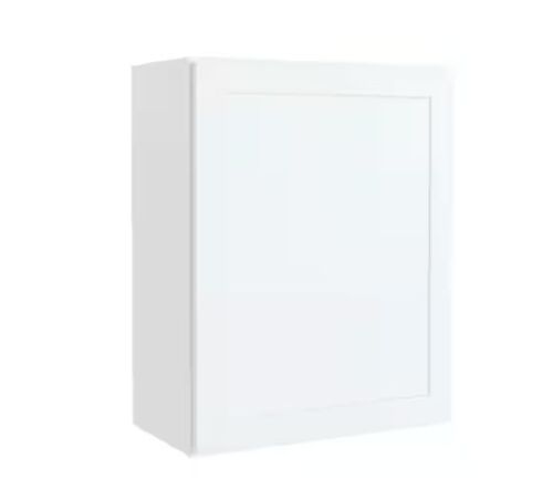 Hampton Bay Courtland 24 in. W x 12 in. D x 30 in. H Assembled Shaker Wall Kitchen Cabinet in Polar White