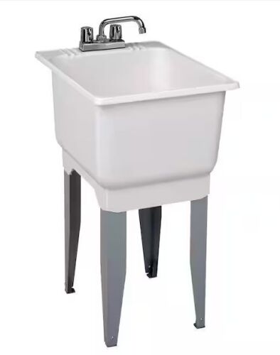 MUSTEE Utilatub Combo 18 in. x 23.5 in. x 33 in. Co-Polypure Floor Mount Laundry Tub