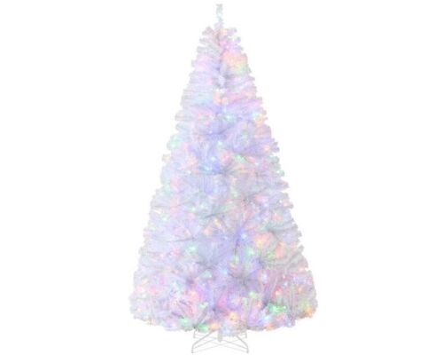 4.5 ft. White Pre-Lit LED Full Artificial Christmas Tree with Color + Clear Lights