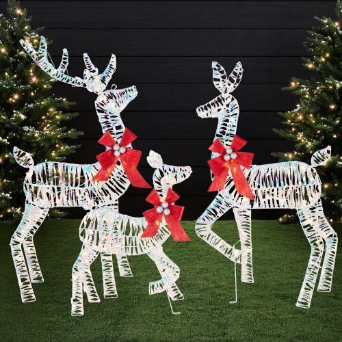 3-Piece Lighted Christmas Deer Set Outdoor Decor with 175 LED Lights